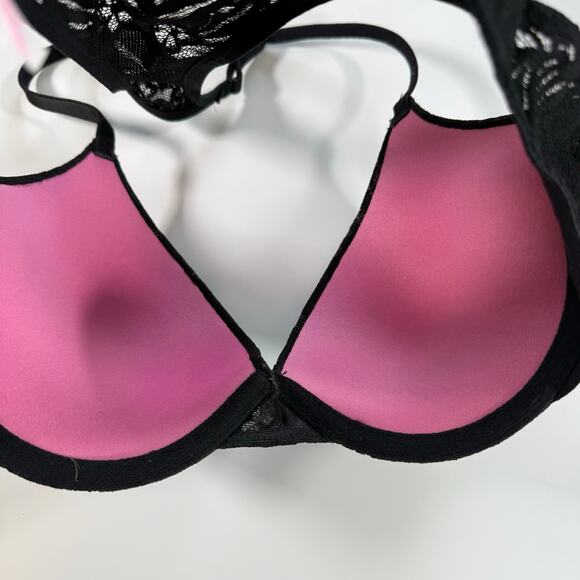 PINK Victoria's Secret Set 2 Women's Medium 34C Black Blue Bralette Push Up Bras - Picture 7 of 10